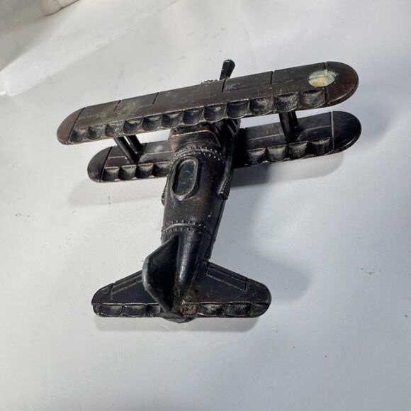 Vintage Airplane Die-Cast Bi Plane Metal Miniature Pencil Sharpener - Picture 2 of 4